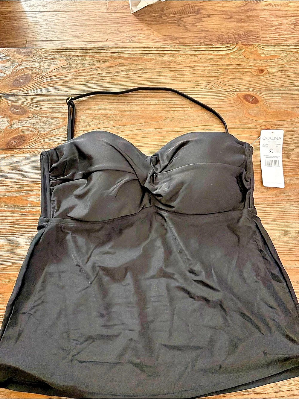 Catalina Twist Front Bandeau Tankini Swimsuit Black XL